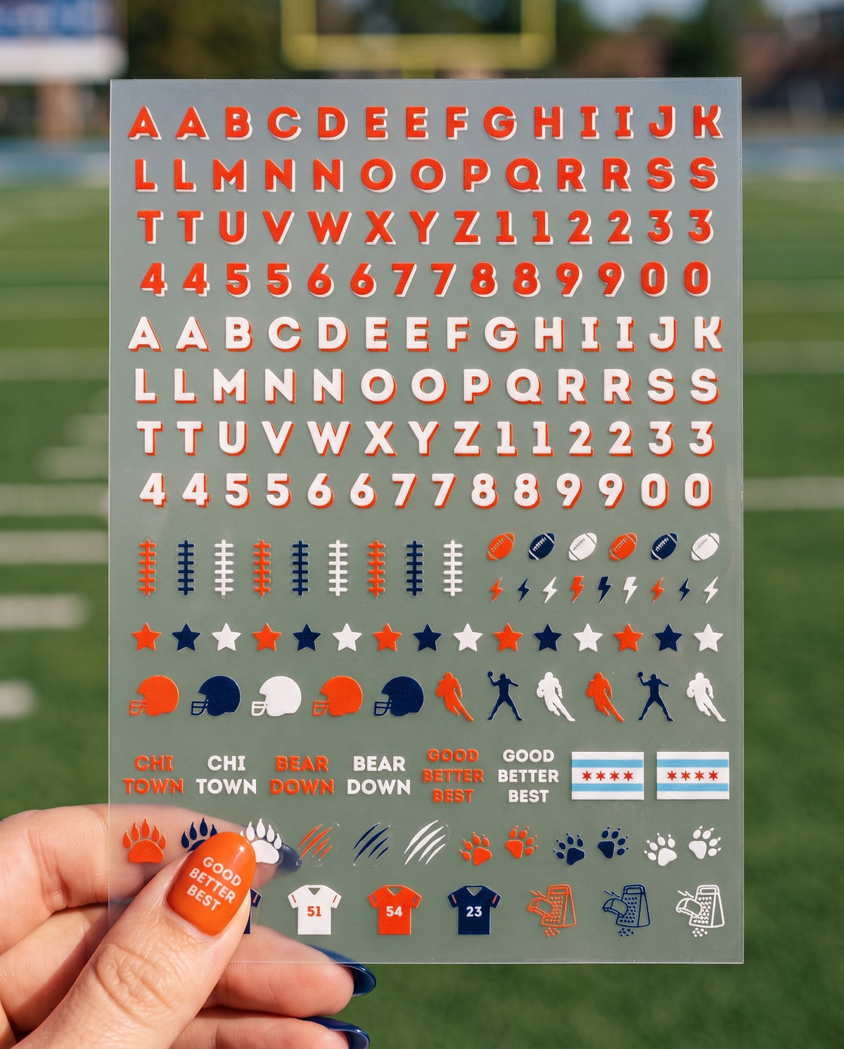 Chicago Football Nail Art Stickers