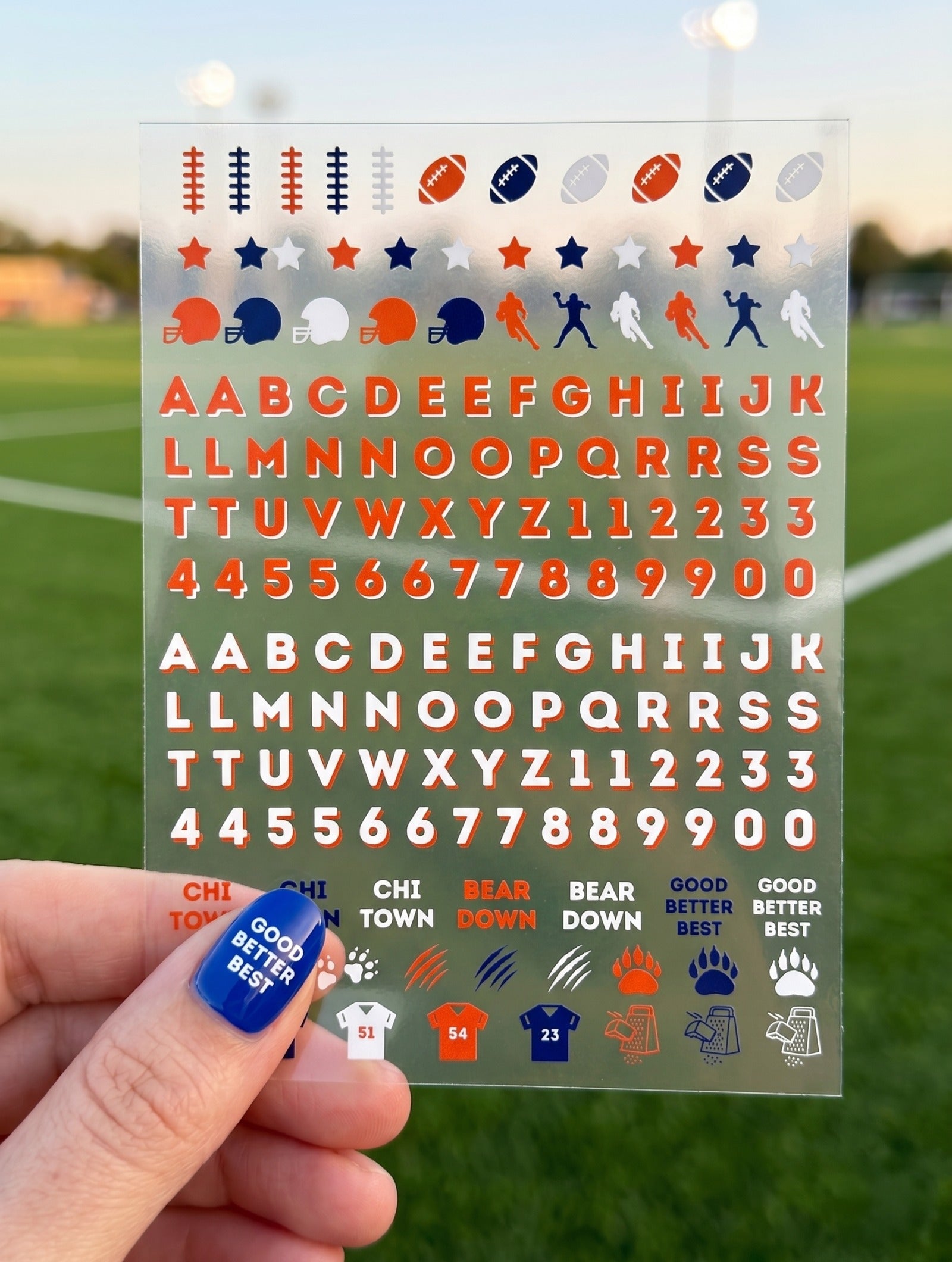 Chicago Football Nail Art Stickers (2 Sheets) (Coming Soon)