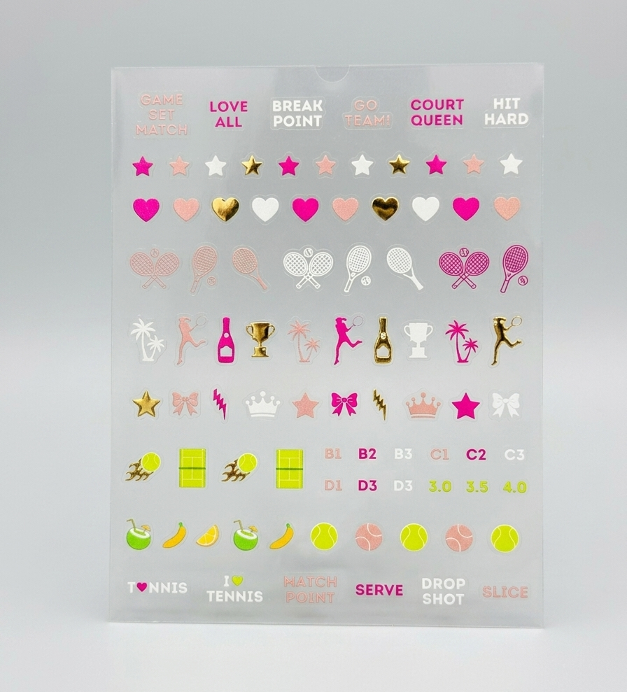 Love All. Tennis Nail Art Stickers (2 Sheets)