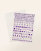 Northwestern set: two nail art sticker sheets, one purple and one white, with letters, numbers, game-day phrases, and sports icons