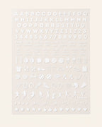 Oklahoma set: white nail art sticker sheet with letters, numbers, game-day phrases, and sports icons