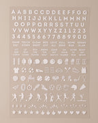 School Spirit nail art sticker sheet in White: letters, numbers, game-day phrases, and sports icons